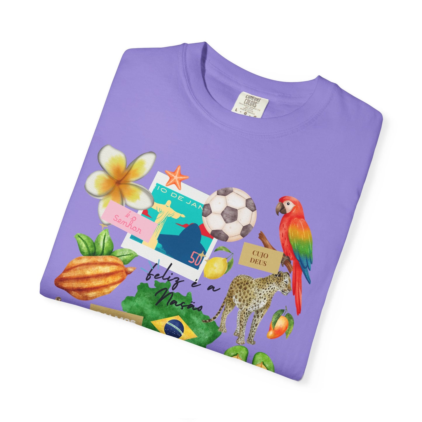Brazil Tropical Illustration T-Shirt | Birds, Toucan, Parrot, Flip Flops