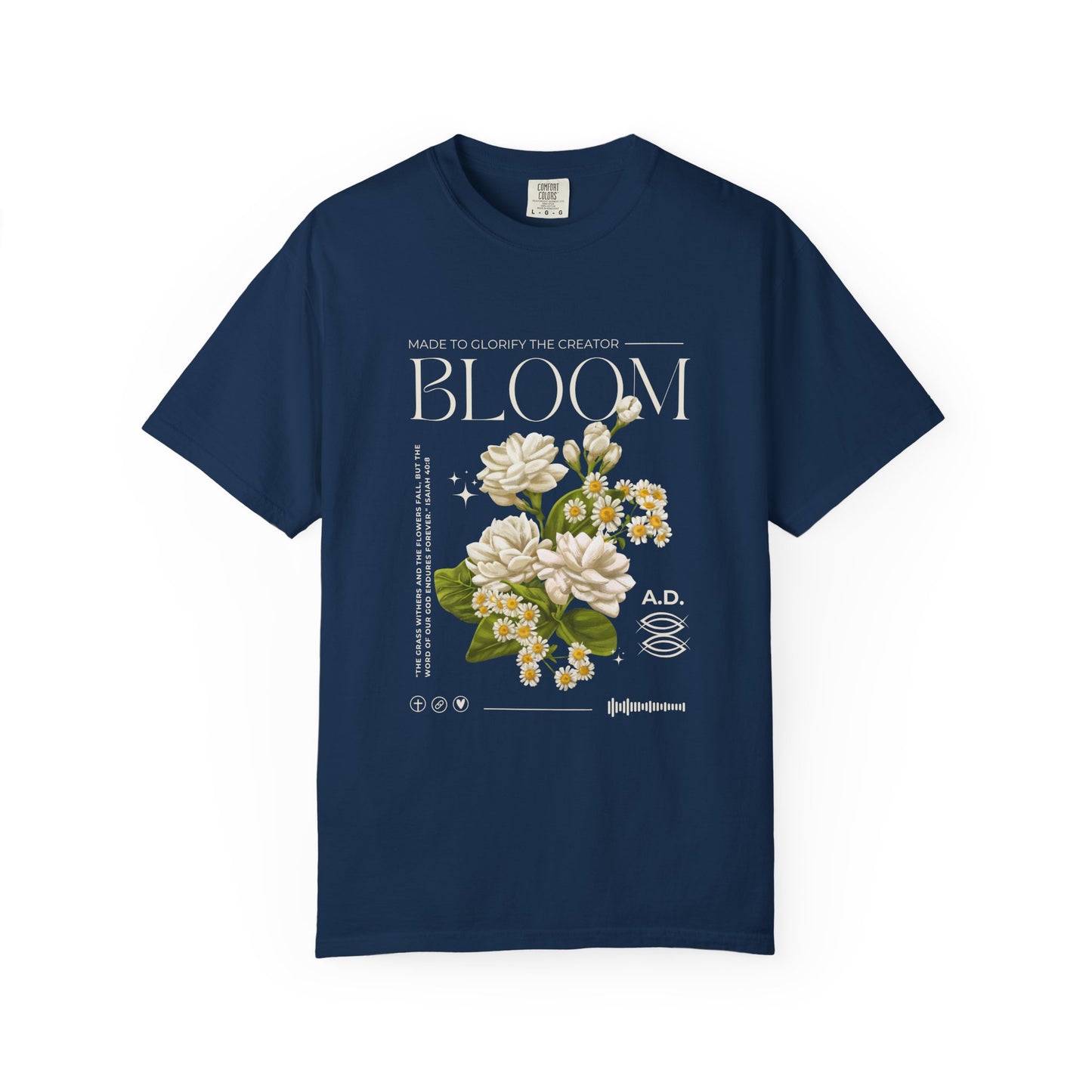 Christian Tee Bloom Floral Illustration T-shirt | Vintage  Botanical Graphic