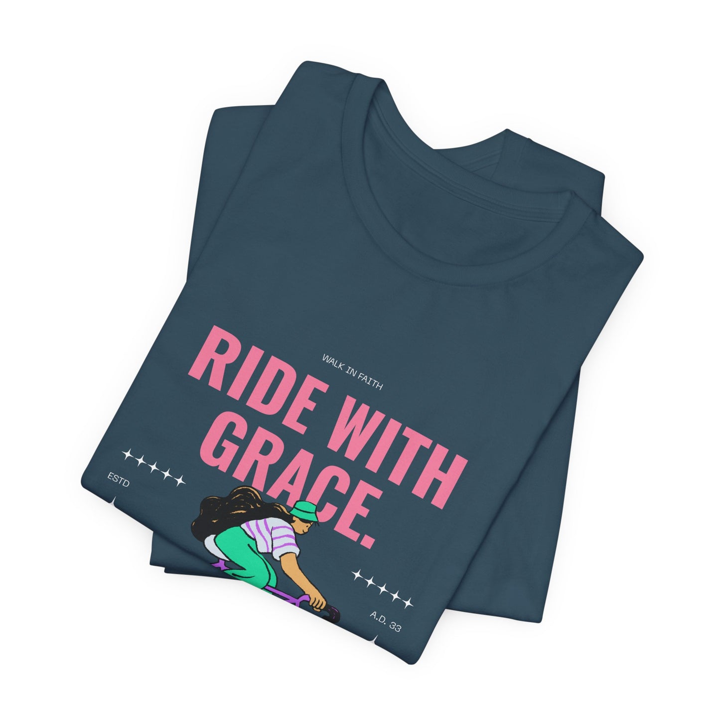 Ride With Grace bicycle illustration T-Shirt