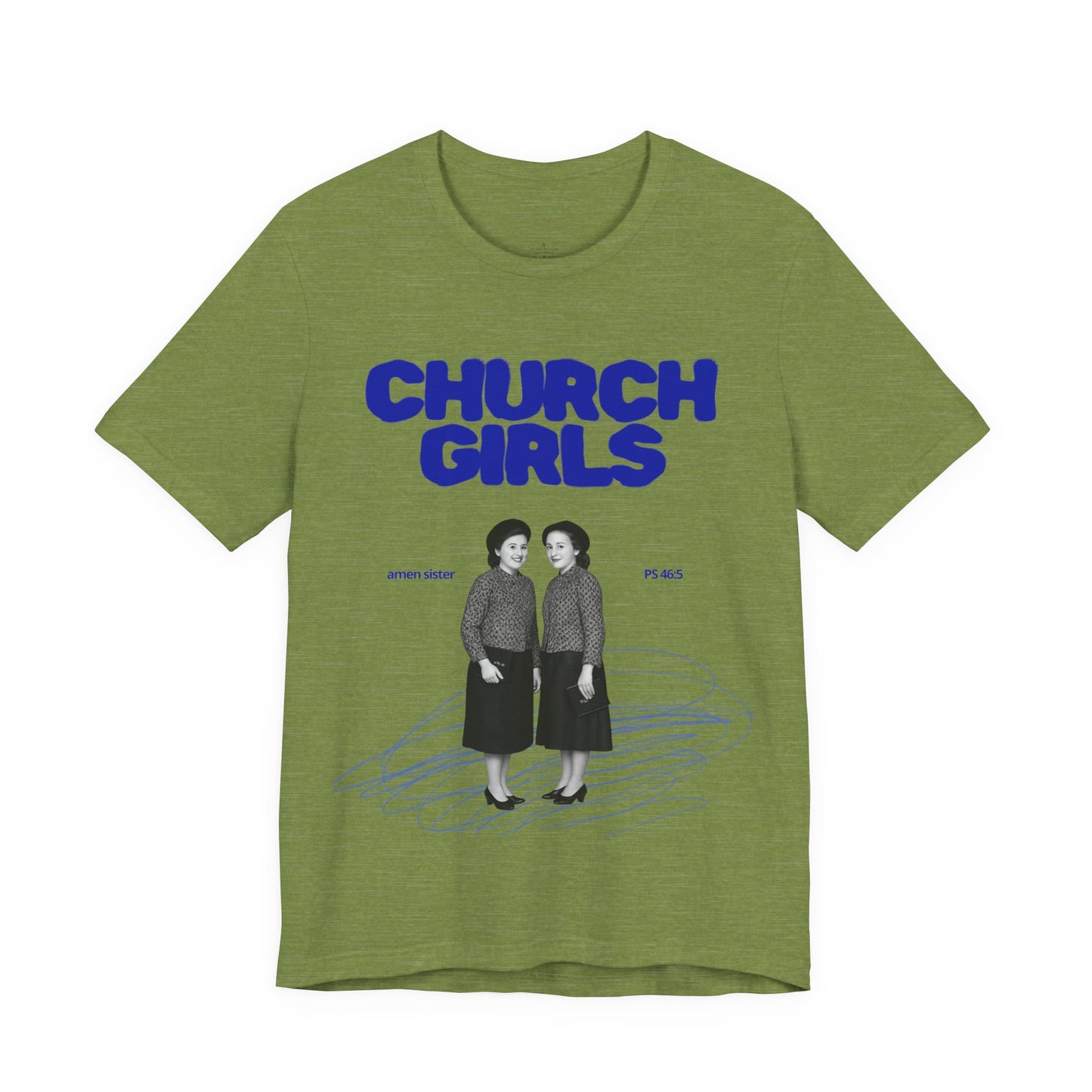 Church Girls T-Shirt | Vintage Photo, Retro Script, Religious Theme