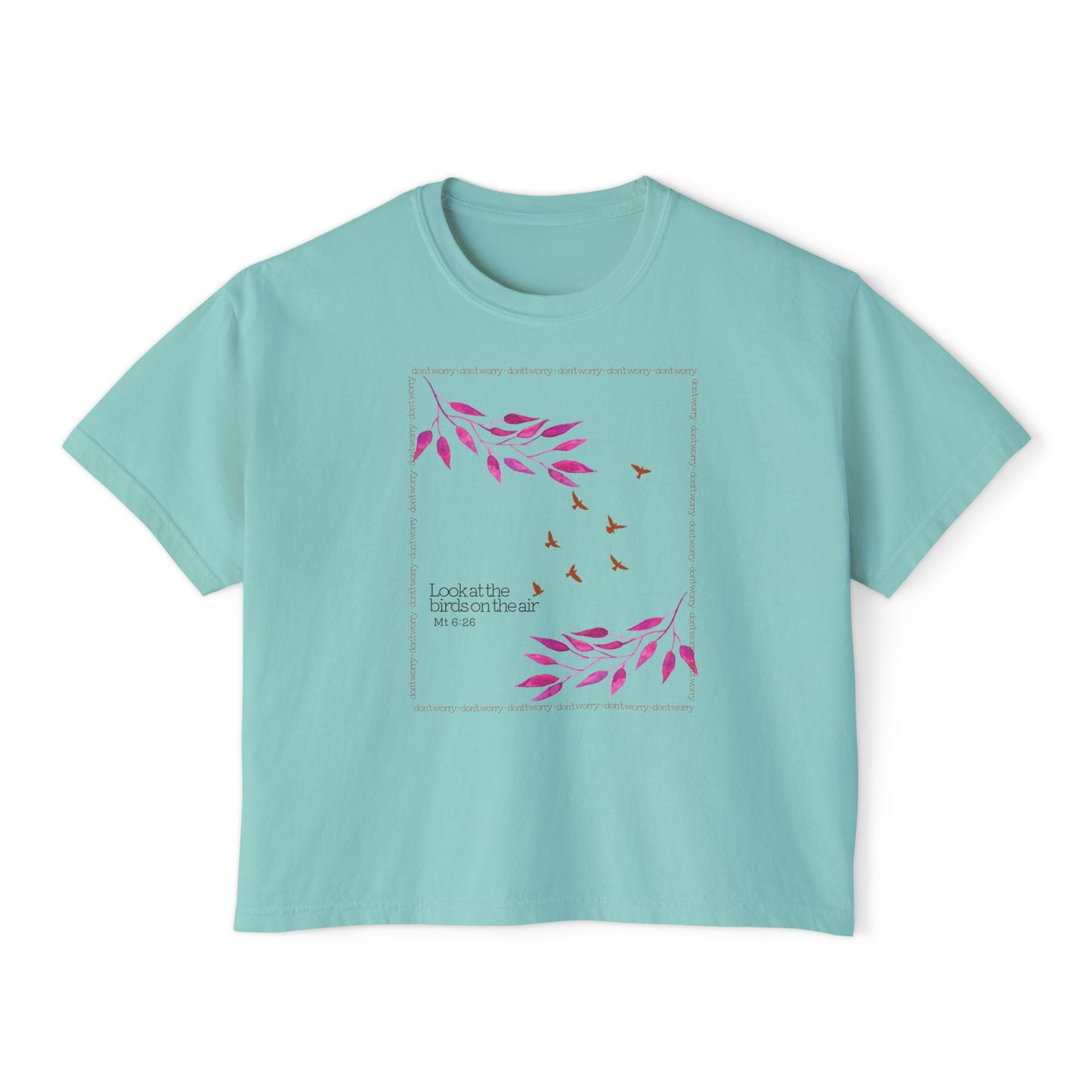 Matthew 6:26 Christian T-Shirt Look at the Birds of the Air Minimal Scripture Tee Faith Based Gift for Women