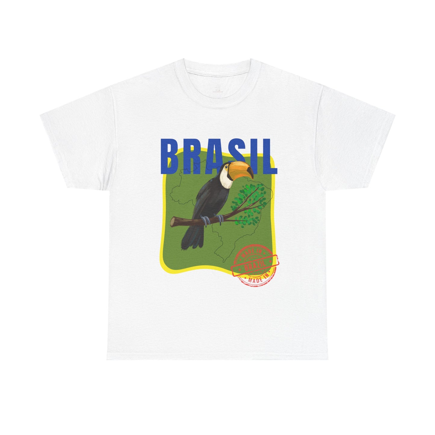 Brasil Toucan Illustration T-Shirt | Brazilian Flag Colors, Tropical Jungle Design