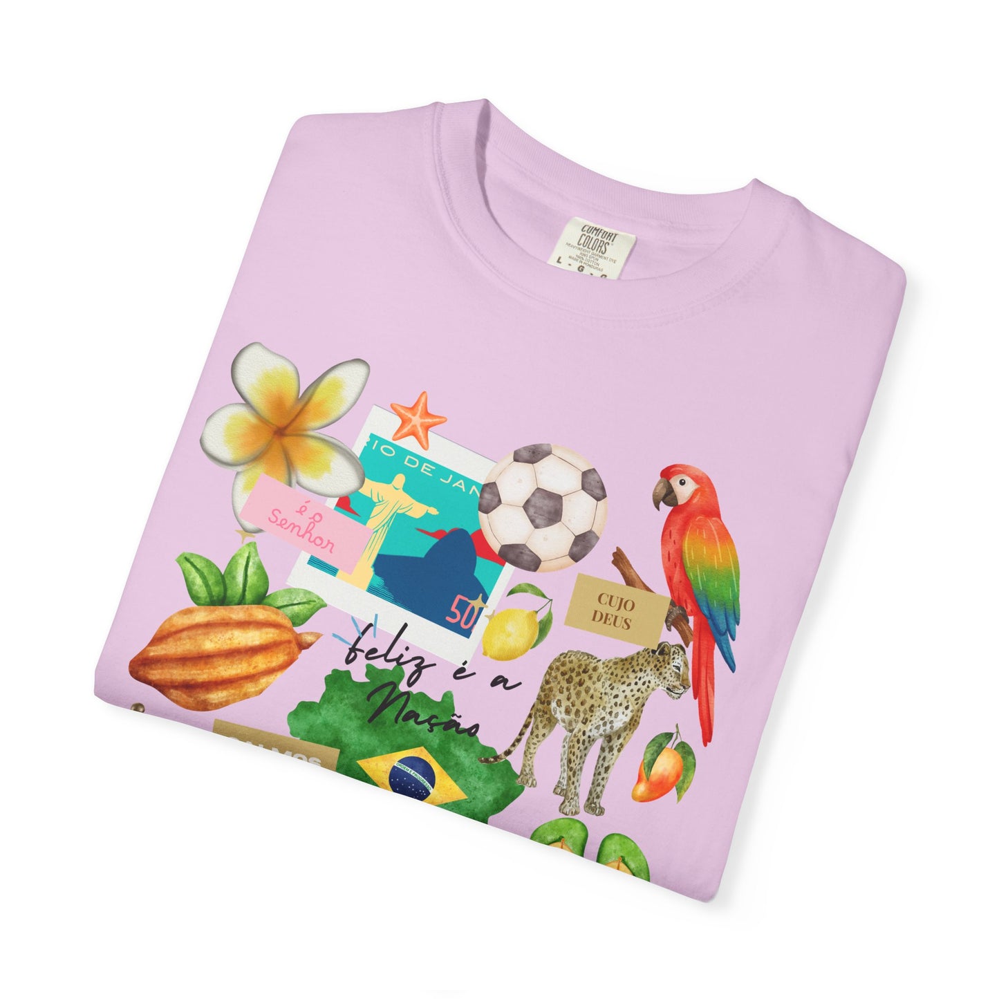 Brazil Tropical Illustration T-Shirt | Birds, Toucan, Parrot, Flip Flops