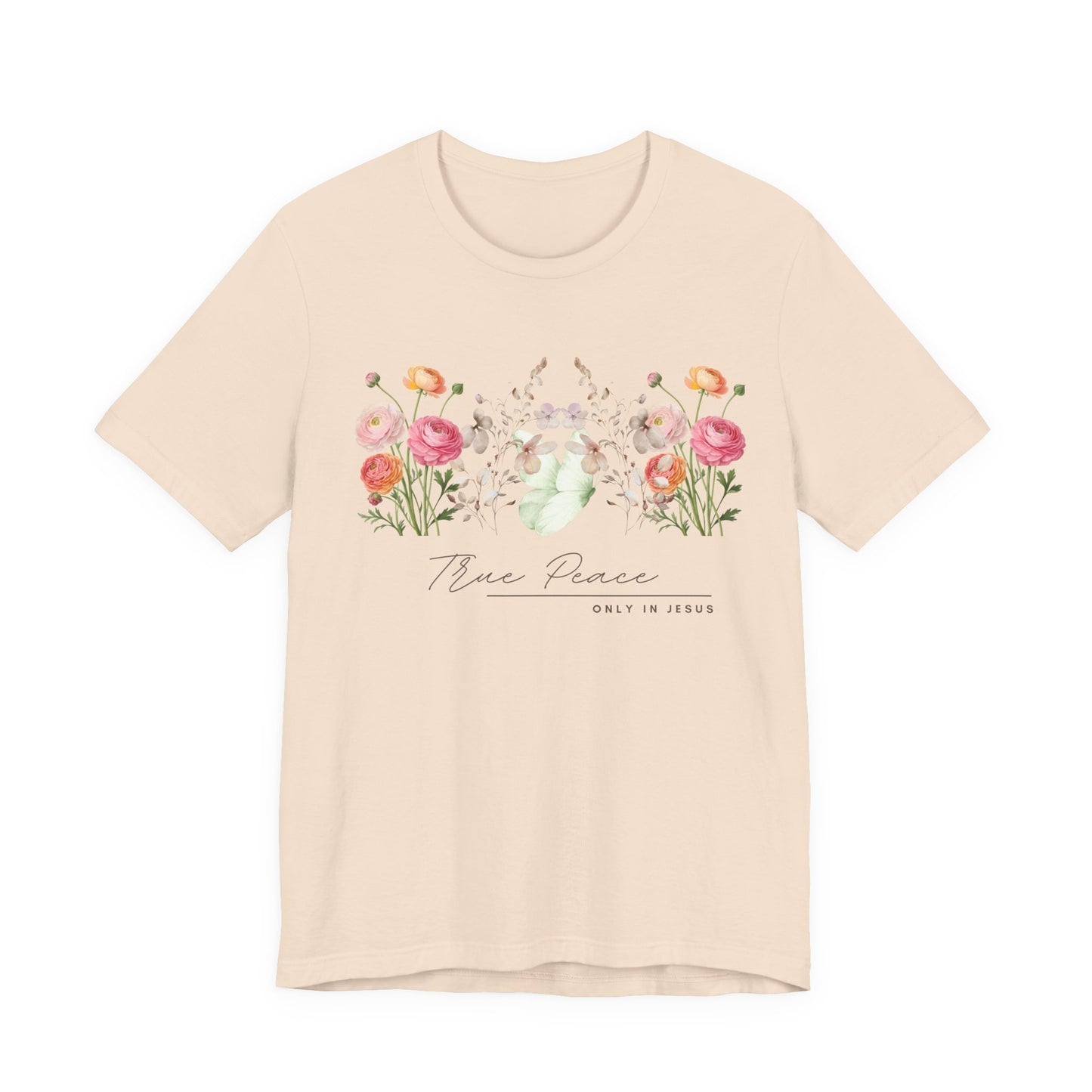 True Peace Only in Jesus Shirt, Christian Floral T Shirt for Women