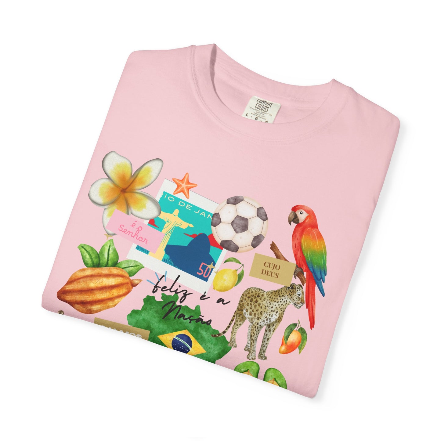 Brazil Tropical Illustration T-Shirt | Birds, Toucan, Parrot, Flip Flops