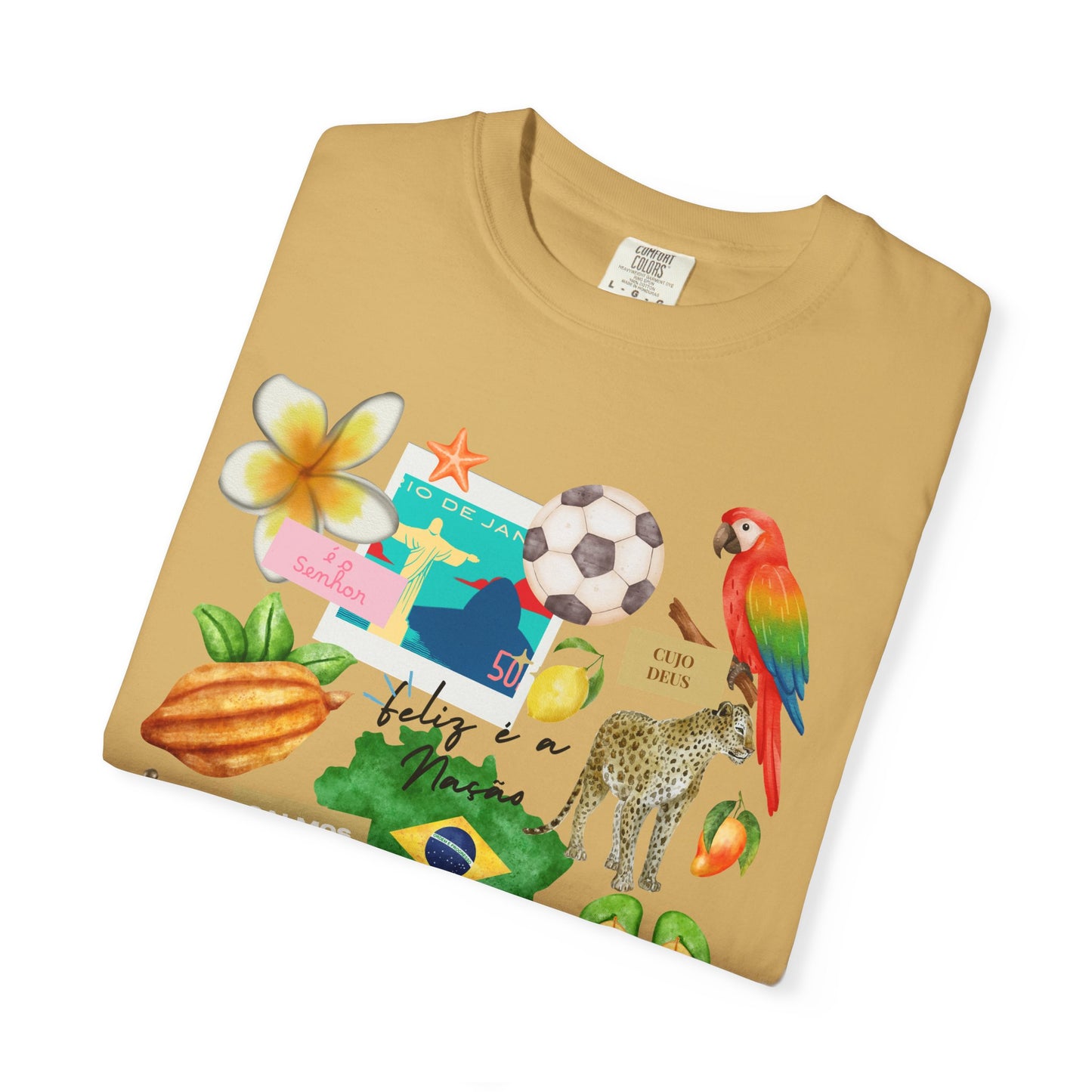 Brazil Tropical Illustration T-Shirt | Birds, Toucan, Parrot, Flip Flops