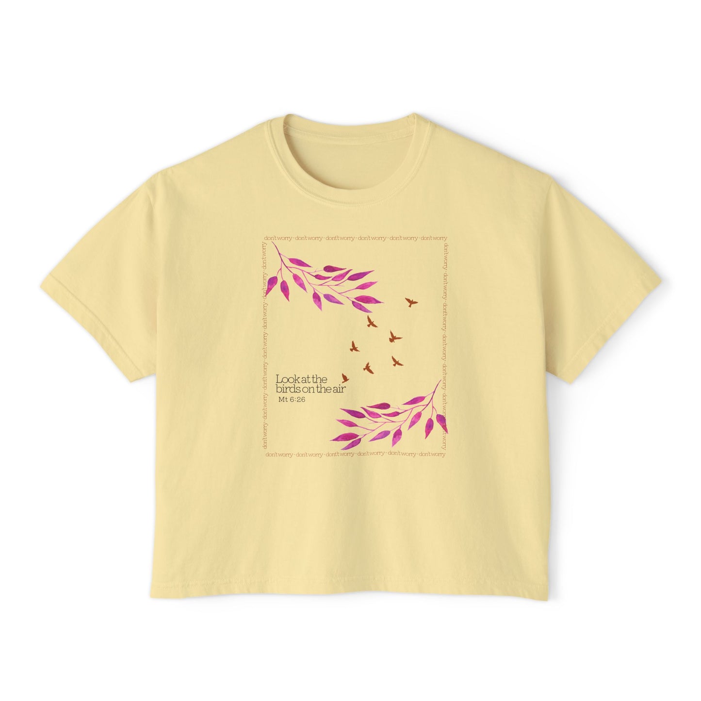 Matthew 6:26 Christian T-Shirt Look at the Birds of the Air Minimal Scripture Tee Faith Based Gift for Women