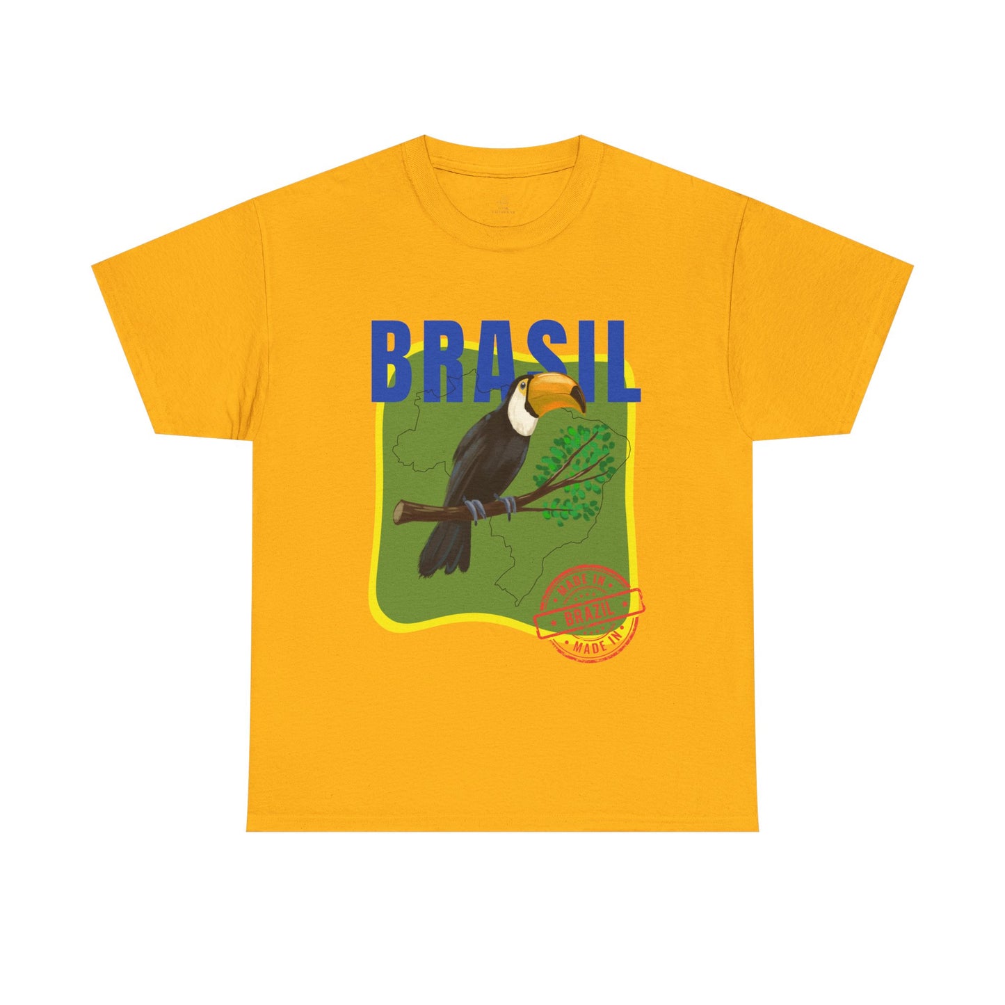 Brasil Toucan Illustration T-Shirt | Brazilian Flag Colors, Tropical Jungle Design