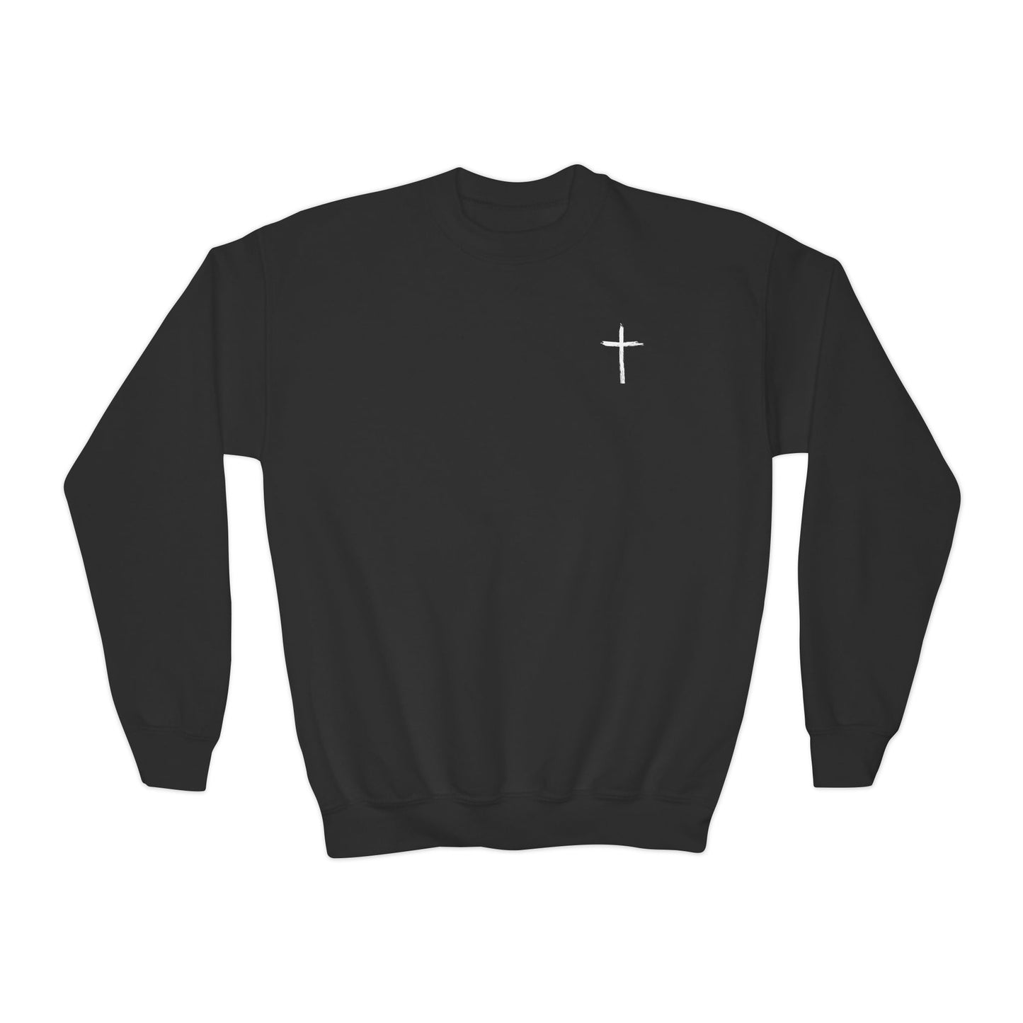 Christian MAn Sweatshirt | Small Cross Chest Graphic