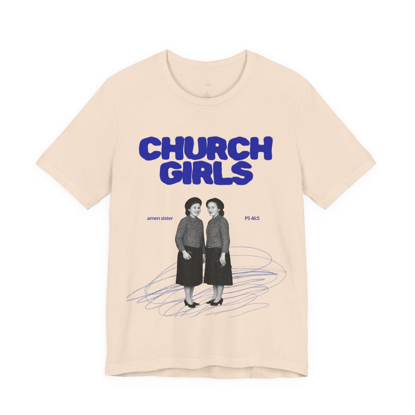 Church Girls T-Shirt | Vintage Photo, Retro Script, Religious Theme