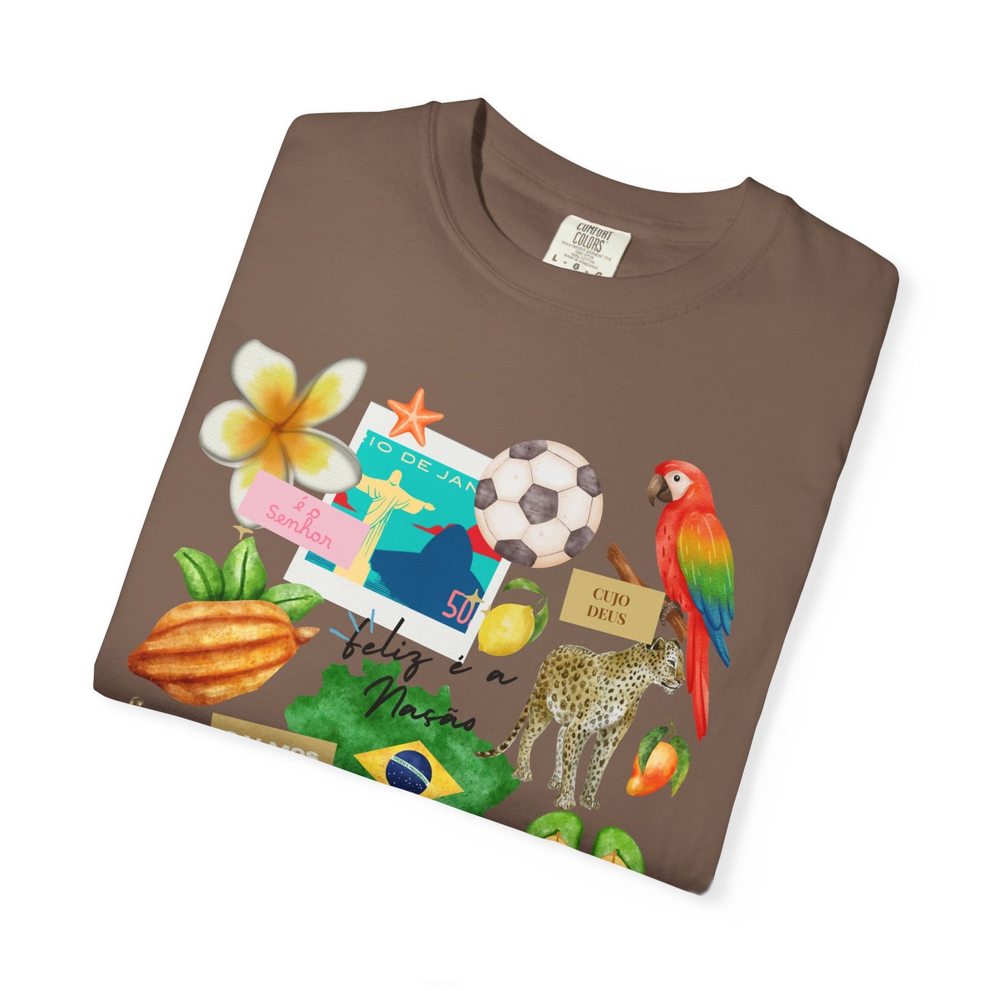 Brazil Tropical Illustration T-Shirt | Birds, Toucan, Parrot, Flip Flops