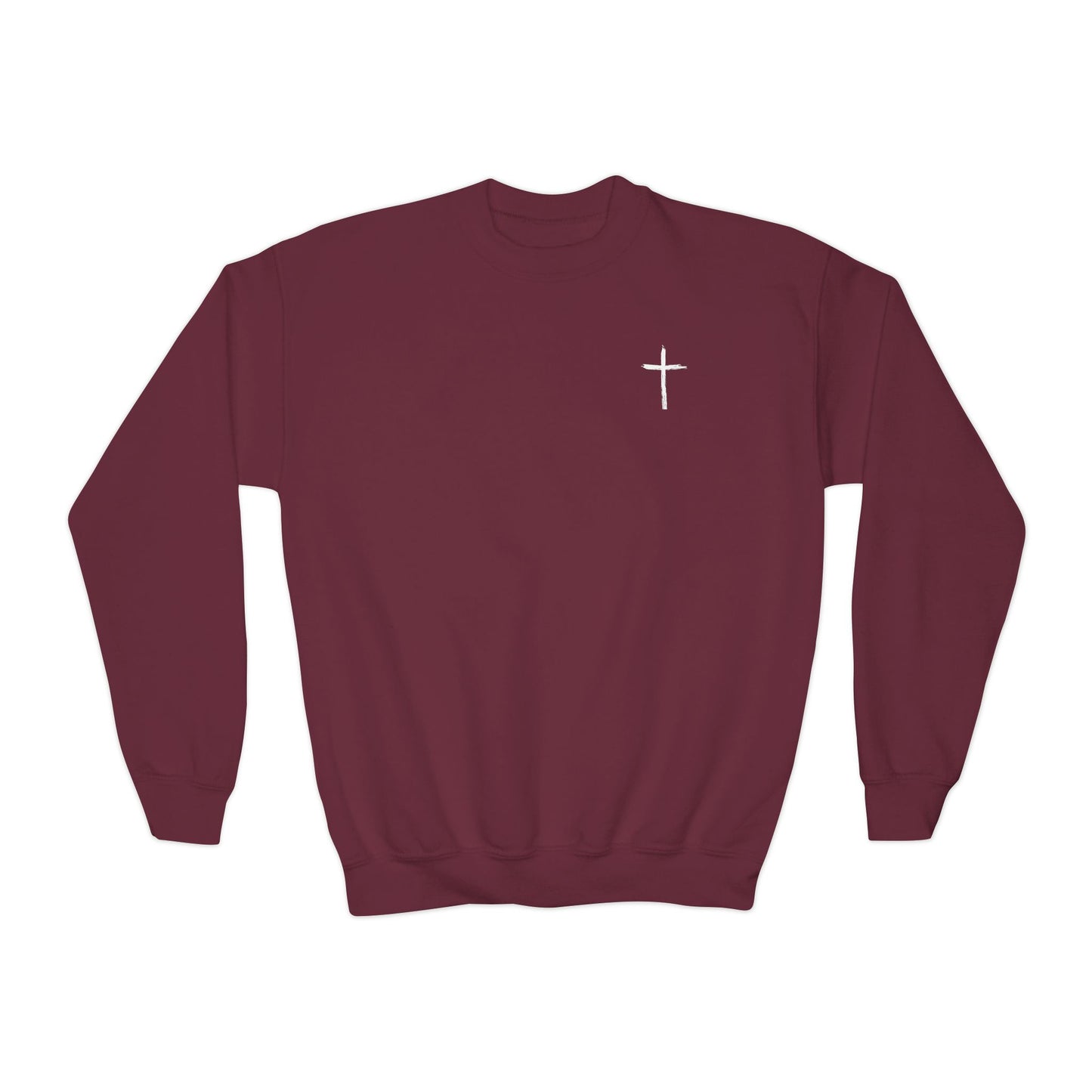 Christian MAn Sweatshirt | Small Cross Chest Graphic