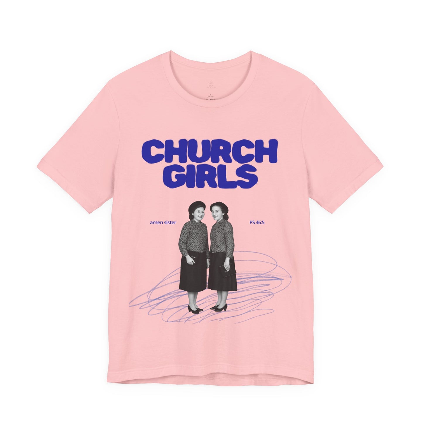 Church Girls T-Shirt | Vintage Photo, Retro Script, Religious Theme